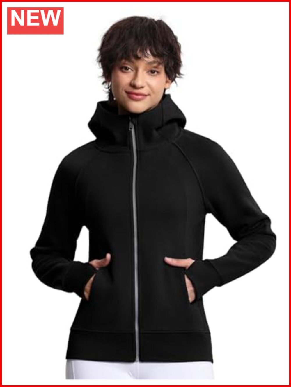 Women's Full Zip Fleece Hoodie Workout Jacket with Thumbholes